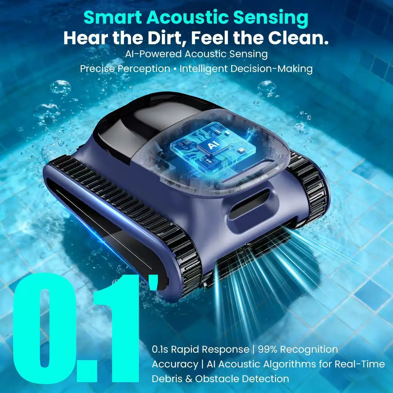 

Applicable to Smart Swimming Pool Robot Climbing Wall Eco-Friendly Pool Cleaning Robot with Lithium Battery for Above-Ground & I