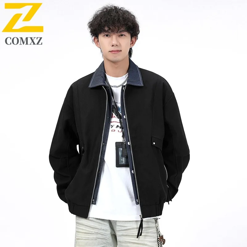 COMXZ 2025 Plus Size Mens Jacket Autumn Oversized Trendy Coat Big Tall Fashion Outerwear M 8XL Streetwear