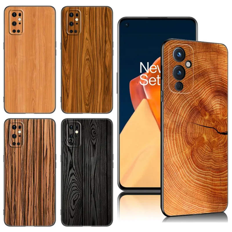 Wood Pattern Phone Case For OnePlus 9 10 ACE 2V Pro 9RT 10T 10R 11R Nord CE 2 3 Lite N10 N20 N30 5G Black Silicone Cover