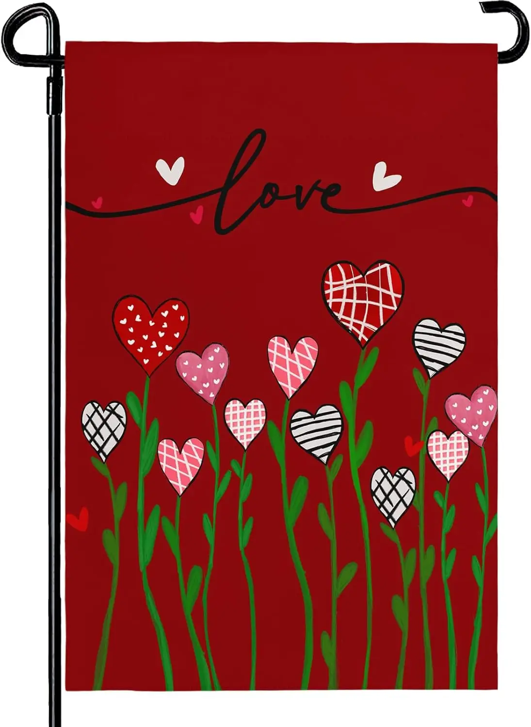 Happy Valentines Day Love Garden Flags Hearts Flower Yard Flag 12x18 Inch Double Sided Red Valentine's Garden Flags for  TTL LLG
