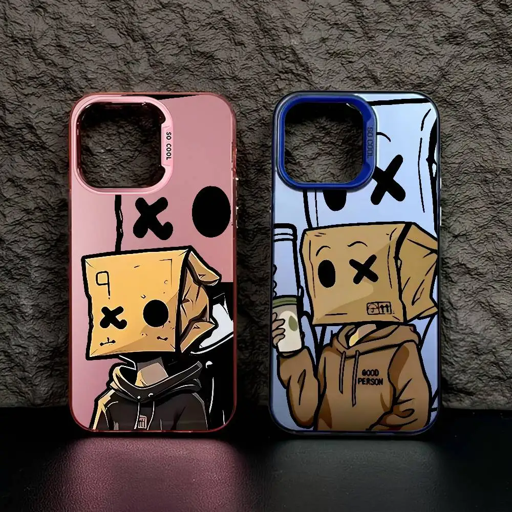 الكرتون ورقة رجل نمط الحالات الهاتف آيفون 17 16e 15 14 13 12 11 زائد برو ماكس ProMax الملونة يغطي