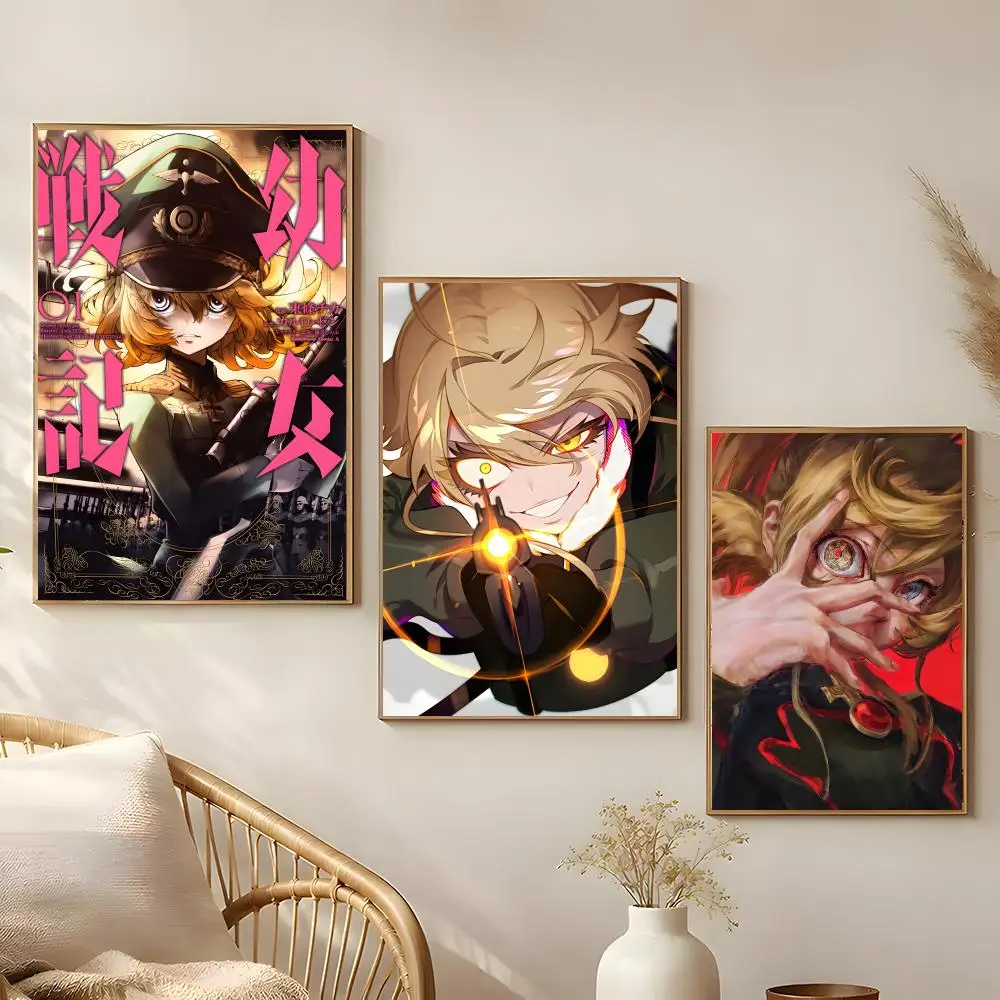 Anime The Saga of Tanya the Evil Poster Poster Self-adhesive Art Waterproof Paper Sticker Coffee House Bar Room Wall Decor