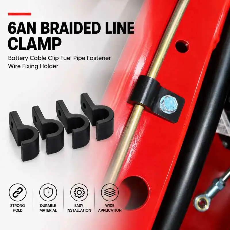 6AN Braided Line Clamp Battery Cable Clip Fuel Pipe Fastener Wire Fixing Holder