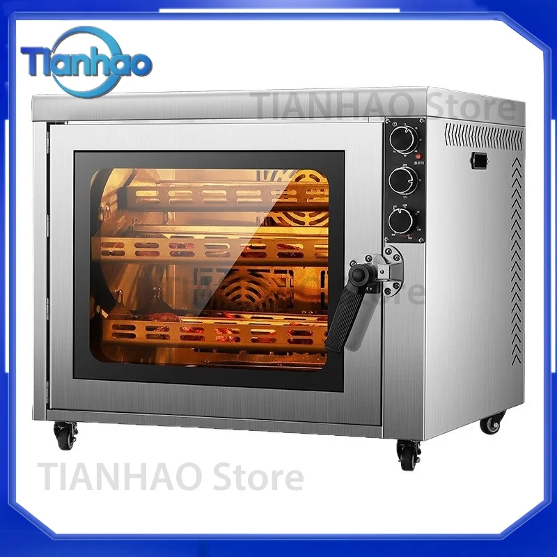 High-Capacity Electric Rotisserie Oven for Commercial Use for Roasting Chicken Fish Sweet Potatoes and Corn