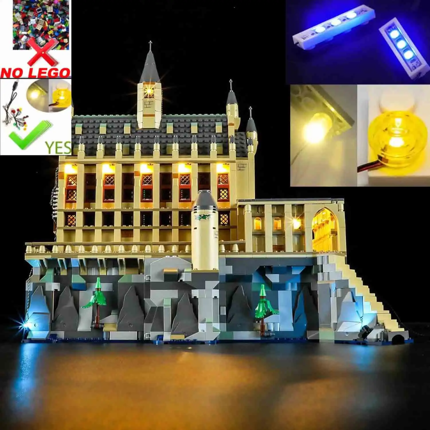 USB Lights Set for Lego Hogwarts Castle The Great Hall 76435 Building Set - (NOT Include LEGO Bricks)