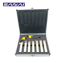 SANAI 7Set di portautensili per tornio CNC nichelato con gambo da 16MM con inserti in metallo duro e chiavi in custodia