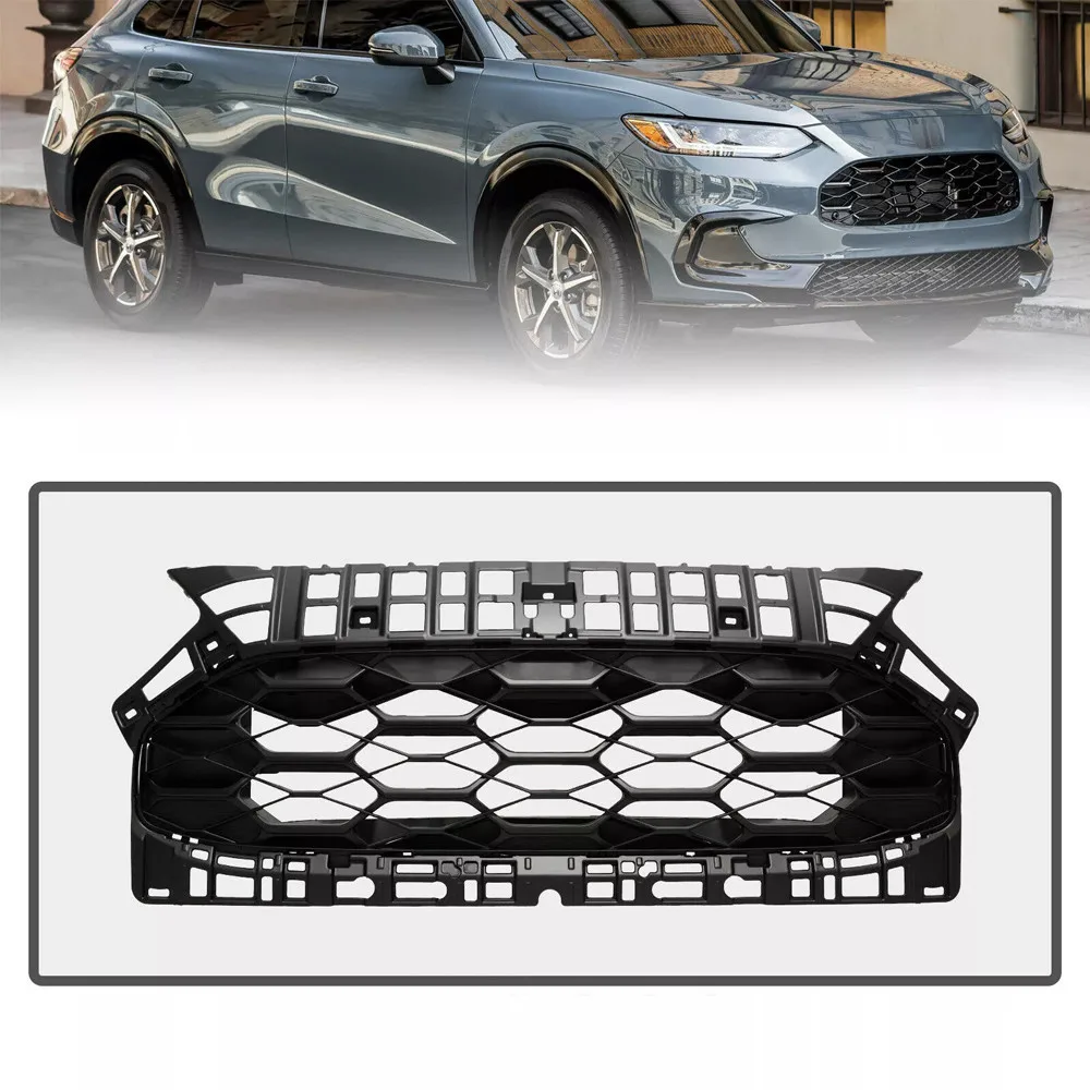 

Front Bumper Upper Black Honeycomb Grille Grill Fit For Honda HRV HR-V 2023-2024