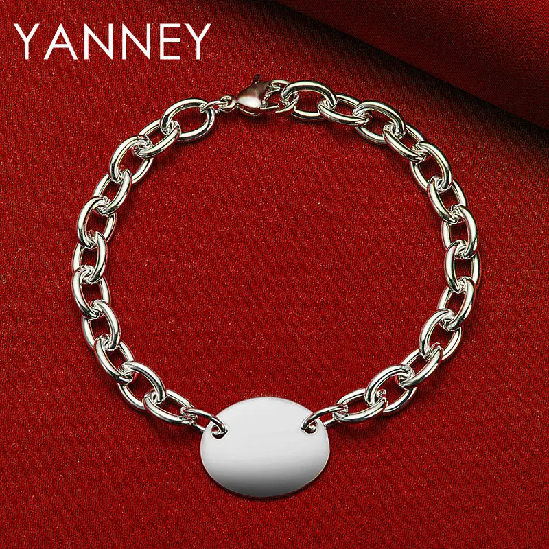 

Hip Hop 925 Sterling Silver 8 Inches Classic Pig Nose Bracelet Men Women Fashion Wedding Gift Party Punk Jewelry