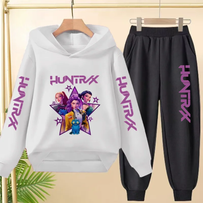 귀엽고 장난꾸러기 같은 걸그룹 프린트 후드티와 패셔너블한 후드티 세트는 3~13세 남아 여아에게 적합합니다.