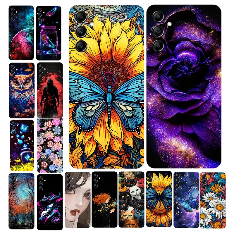 For Samsung M54 F54 5G Case Black Silicone Bumper Butterfly TPU Soft Back Cover For Samsung Galaxy F54 Case GalaxyM54 Cute Shell