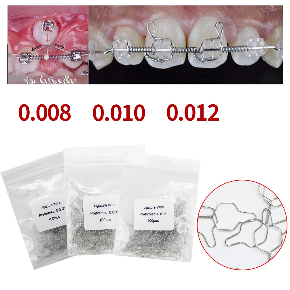 HBC Dental 1Pack 100Pcs Orthodontic Stainless Steel  Preformed Ligature Wire