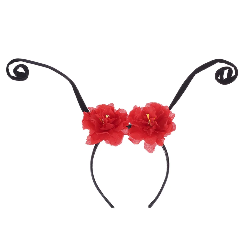 

Flowers Red Antenna Headb Women Party Hair Hoops Lovely Miss Antennae Cosplay Performance Decorative Photo Props Durable Safe