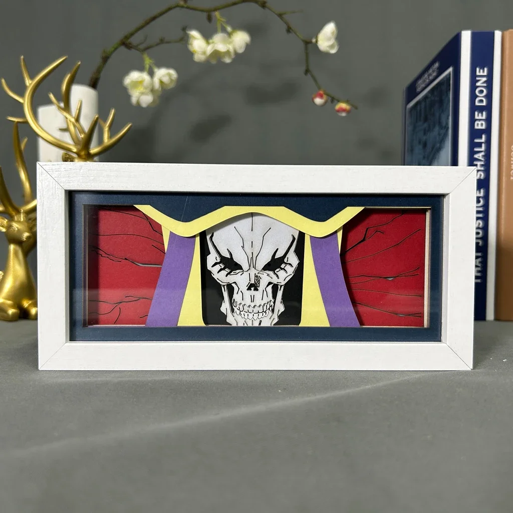 Ainz Ooal Gown Led Light Box для домашнего декора полки Новинка Shadow Box Подарок на день рождения Прикроватная ночная лампа Крутой аниме Lightbox