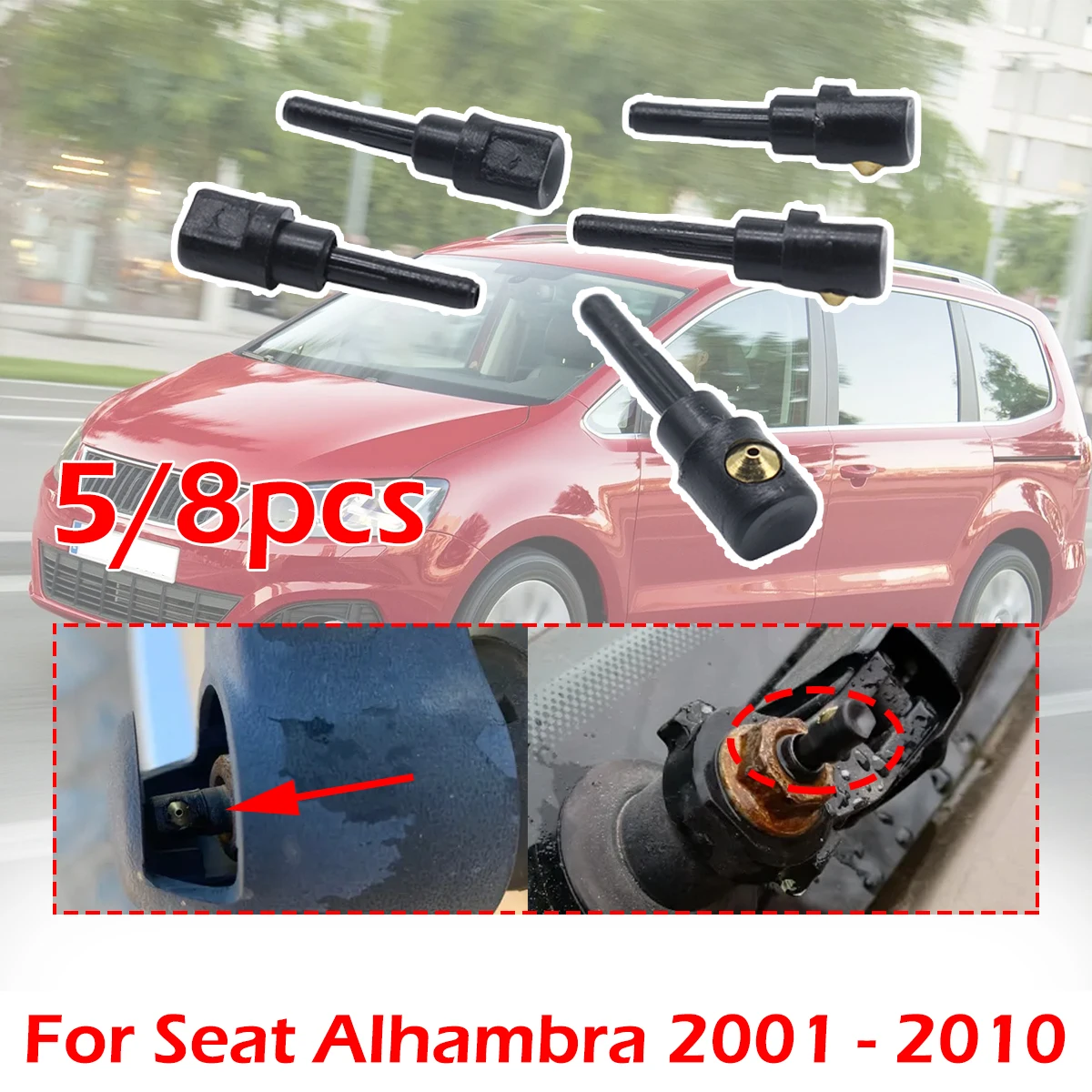 

5/8PC Rear Wiper Washer Jet Nozzle Windscreen Window Spray Cover Cap Rocker Spare Part Repair For Seat Alhambra 01-10 3B9955985A