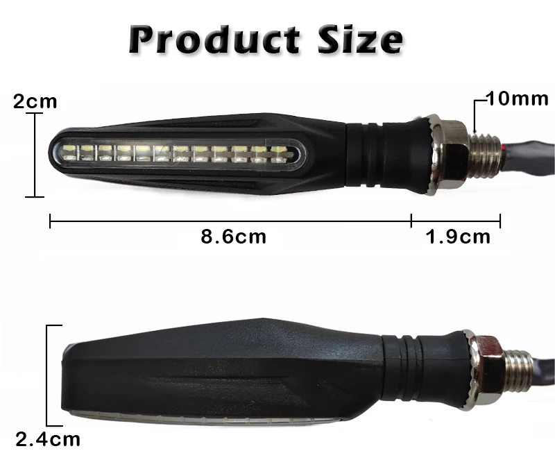 Luces intermitentes para motocicleta, 335SMD, indicador de señales de parada, flexible, IP68