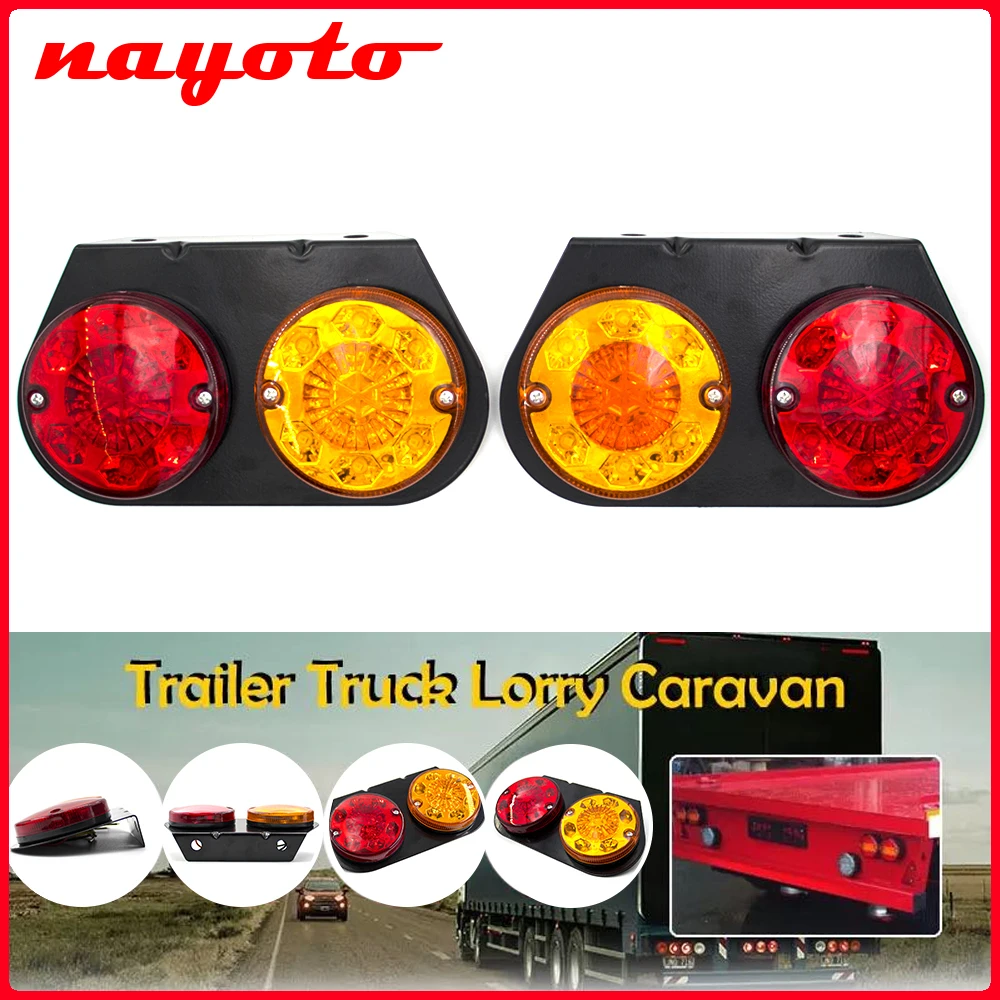 

2pcs 12V 24V LED Car Truck Tail Light Taillight Rear Stop Brake Light Signal Lamp Indicator Trailer Lorry Caravan Van UTE