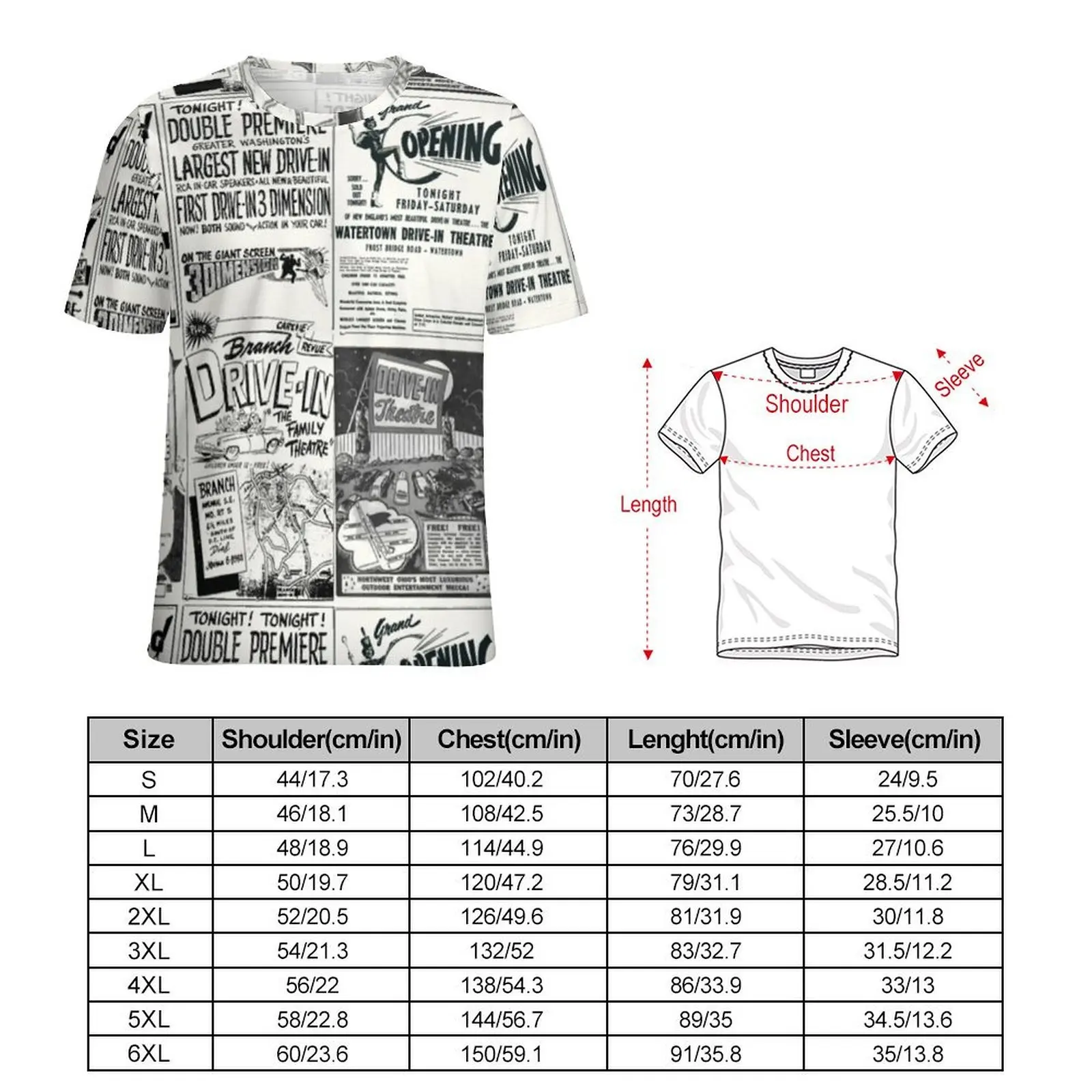 Summer T-Shirt Newspaper Adverts T Shirts Movie Flyers Kawaii Vintage Tee Shirt For Men Short Sleeves Graphic Oversize Tops