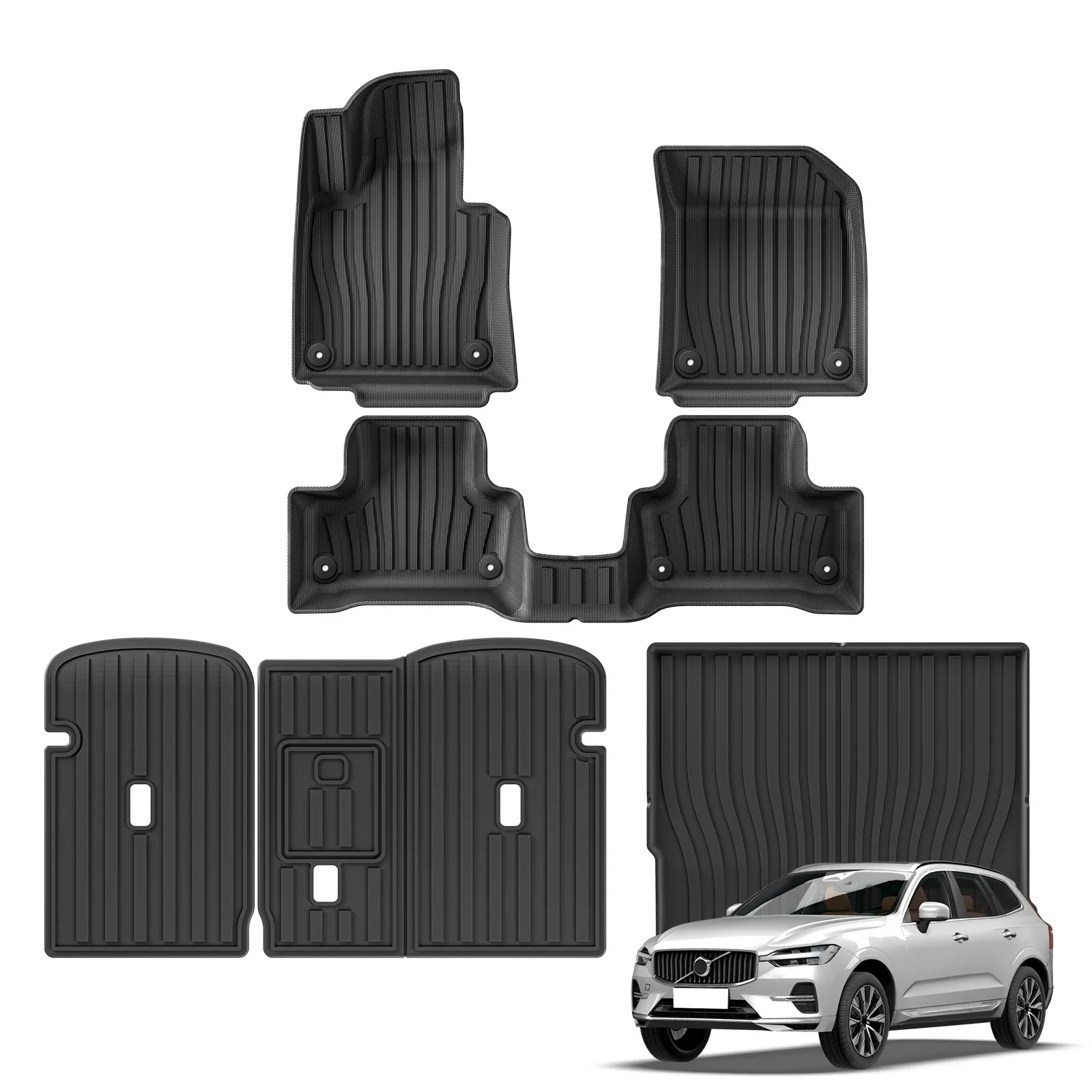 

for Volvo XC60 2018-2024 PHEV (Not for Hybrid) Car Floor Mats Trunk Pad TPE 3D Foot Mat Black Left Hand Drive