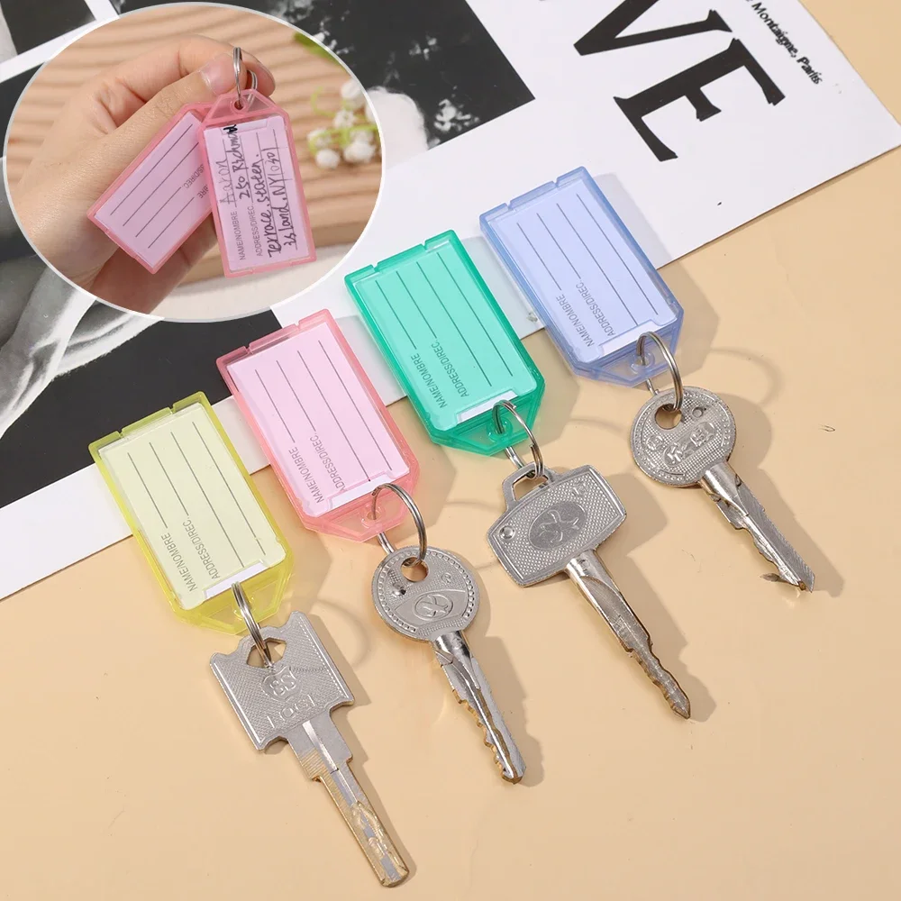 5-50pcs Flap Key Tags Colorful Plastic Keychains Labels with Double-Sided Marking for Luggage Airport Key Classification Tools