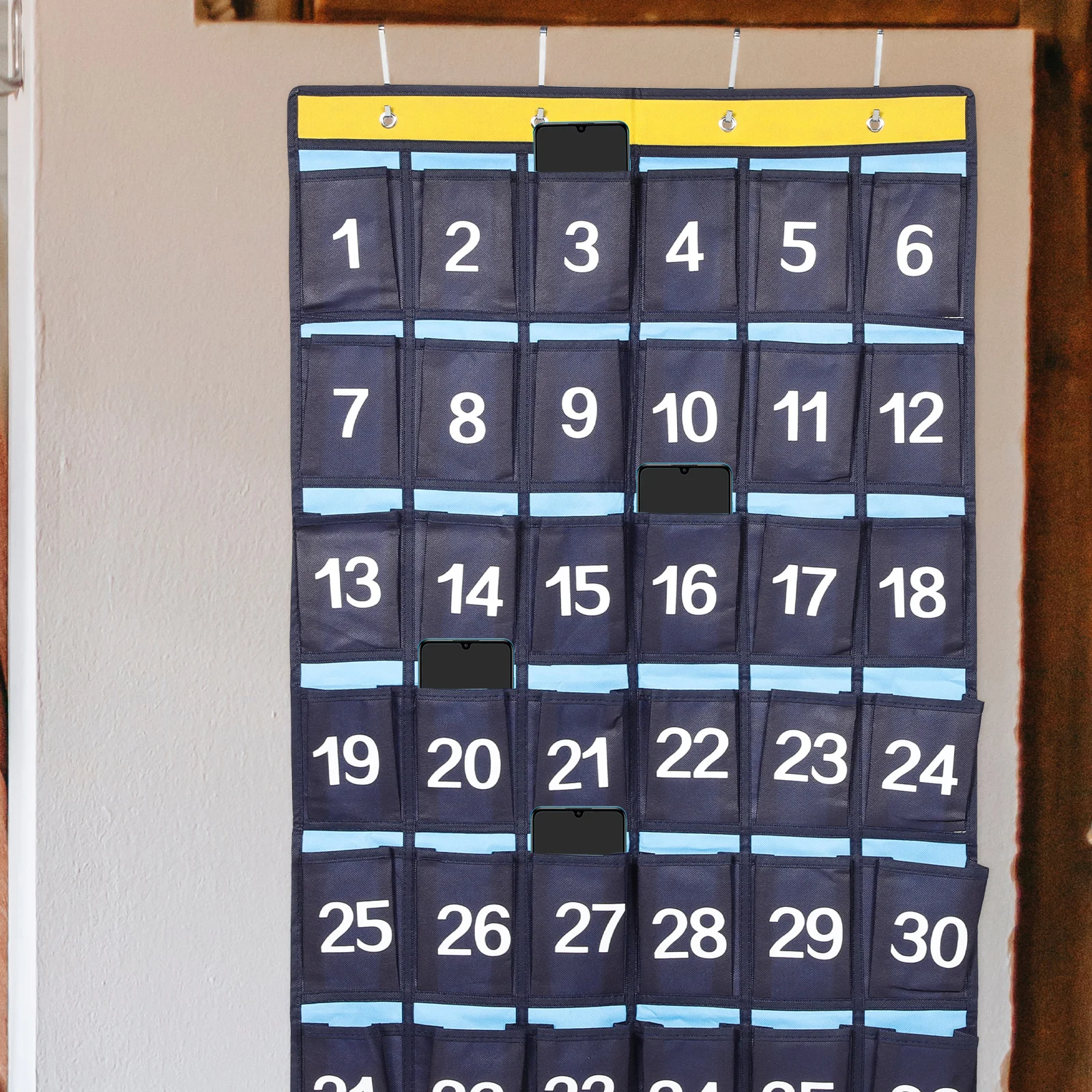 

Storage Bag Pocket Holders for Classroom Numbered Sundries Closet Phone Hanging Organizer Cellphone Wall Chart