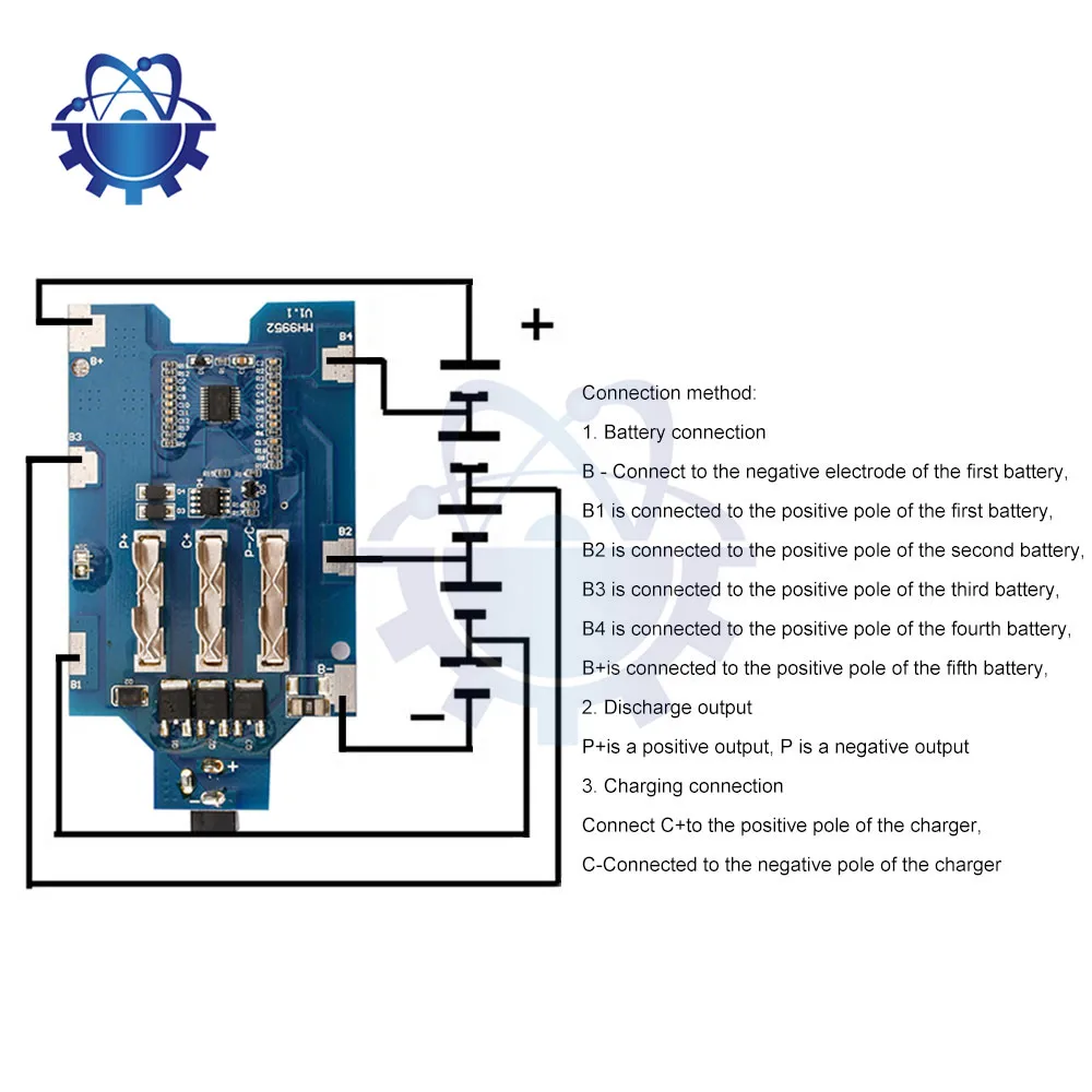 BMS Li-ion Lithium Battery Board 5S 21V 18V 50A PCB Li-ion   Balancing Full Charge Battery Balance Function Protection Board