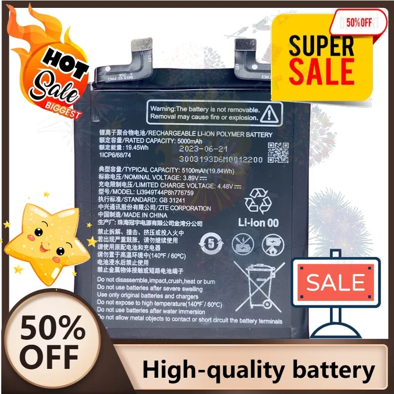 SWZY 3.89V 5100mAh New Li3949T44P8h776759 Mobile Phone Battery For ZTE Nubia Z50S Pro NX713J Mobile Phone 1ICP6/68/74 Batteries