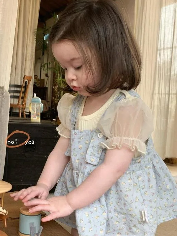 夏用花柄プリント半袖ツーピースセット-薄手ベビー服-女の子用ショートスカート-可愛いスタイル-子供用夏服