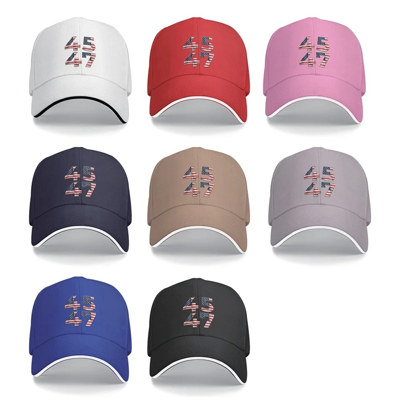 Funny Trucker Hat 45 and 47 American Flag Baseball Cap Sunshade Sports Hat