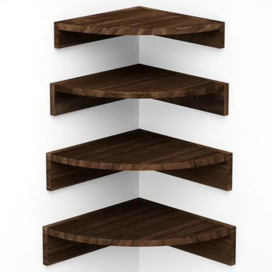

Corner Shelf Wall Mount, Floating Shelves for Wall Storage and Display, Rustic Wood Shelves for Bedroom, Kitchen, Living Room,