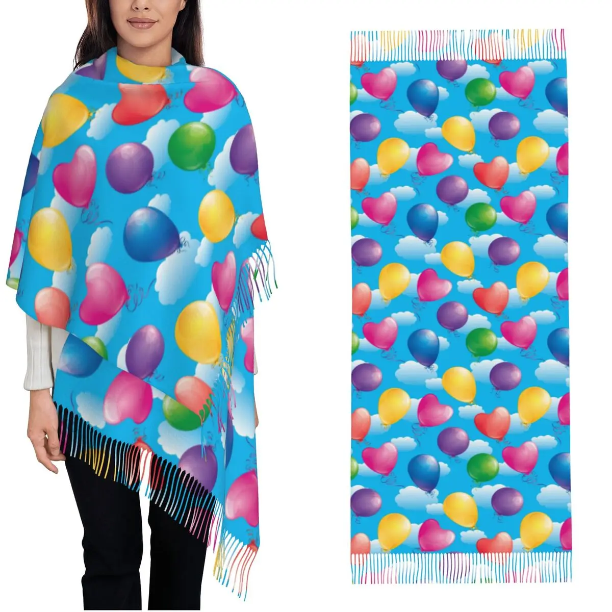 屋外用スカーフ 秋の風船柄 ショールとラップ グラフィック ブファンダ 女性用ファッションスカーフ ラップ