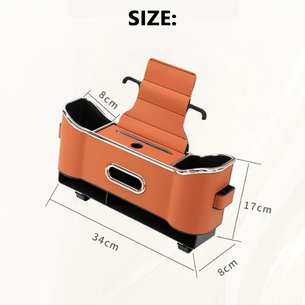 Large Capacity Car Seat Back Storage Box With 2 Cup Holder Multifunctional Car Seat Tissue Storage Box Portable