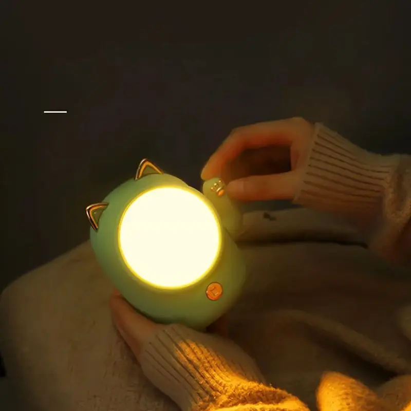 Сенсорный ночник с котом, USB зарядка для детей, красочная Праздничная креативная лампа для сна, настольное украшение