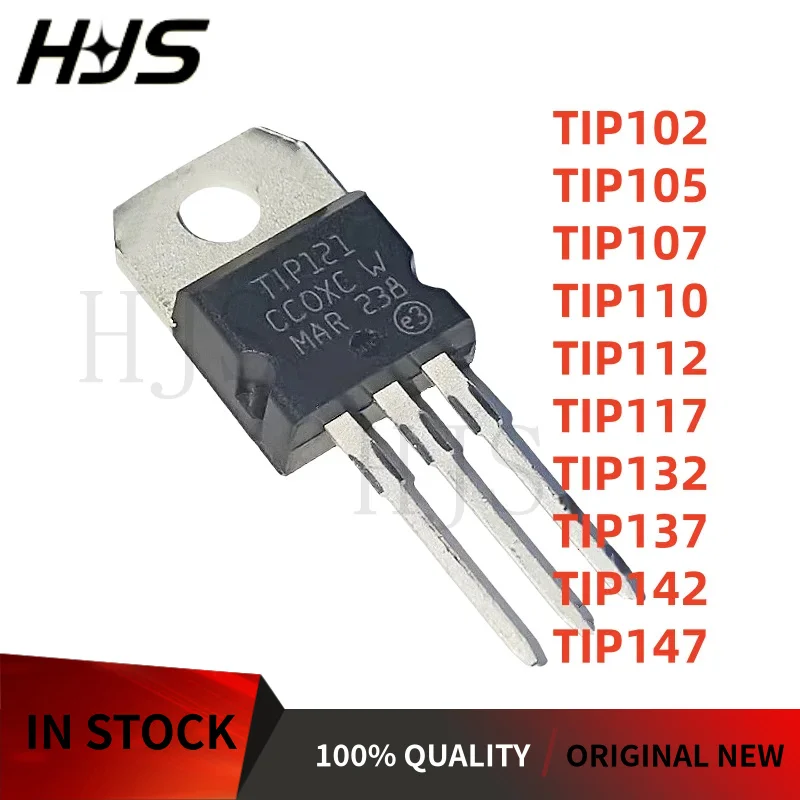 10 peças tip102 tip105 tip107 tip112 tip117 tip120 tip121 tip122 tip125 tip127 tip132 tip137 tip142 tip147 to-220 novo em stoc