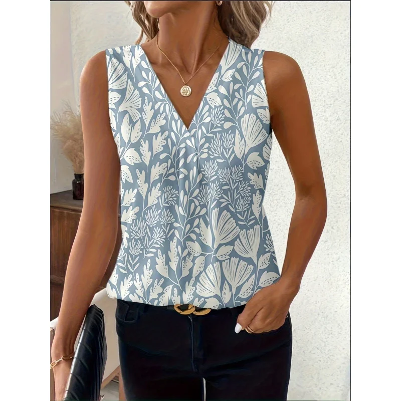 

Elegant Women'S Casual Top with Floral Print Spring And Summer