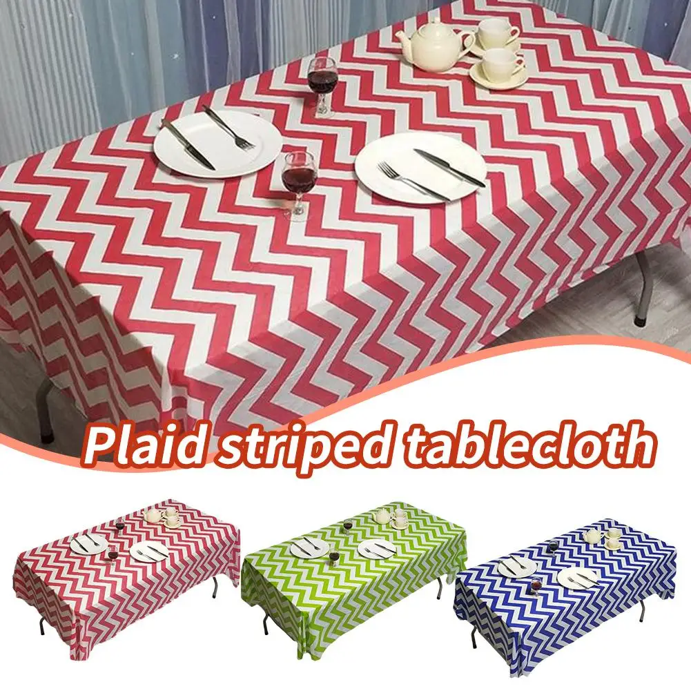 137*274cm Disposable Tablecloth Rectangular Stripe Dining Cloth Dust Proof Rectangular Tablecloth For Dining Tables Desks H Z2Q1