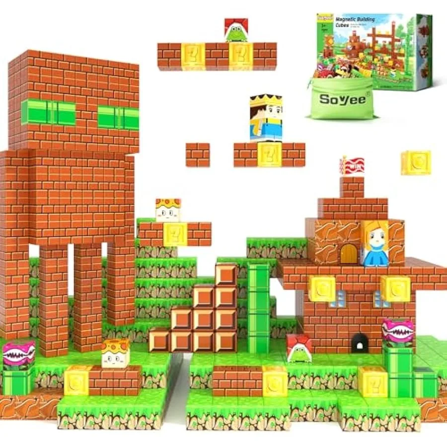 108PCS Magnetic Blocks Building Toys - Build Mine Magnet World Game Adventure Set 1'' Magnet Building Blocks Cubes Boys Girls T