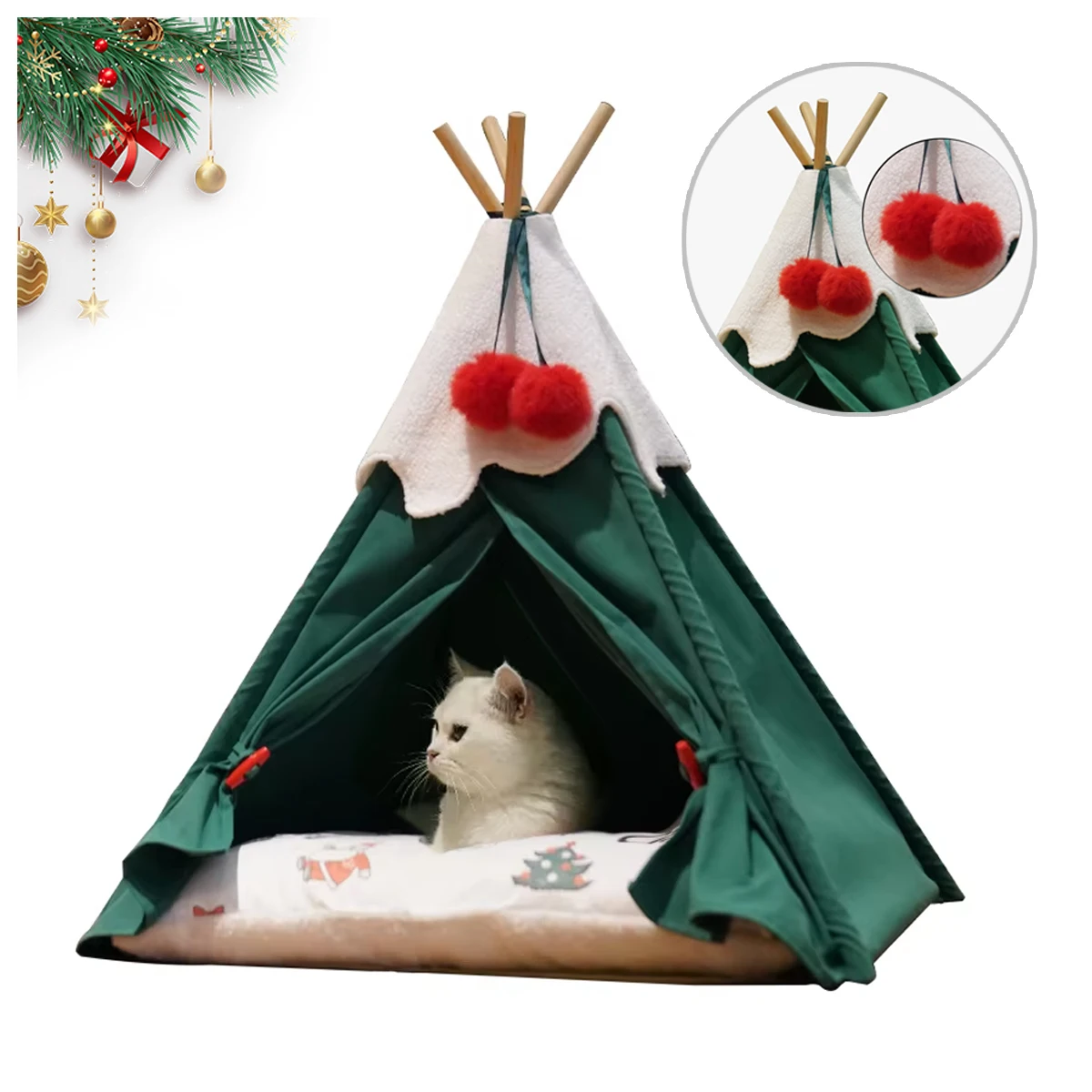 

Foldable Christmas Tree Cat House Tent Puppy Bed Warm Waterproof Breathable Camping Tent Kitten Deep Sleep Nest Cat Accessories