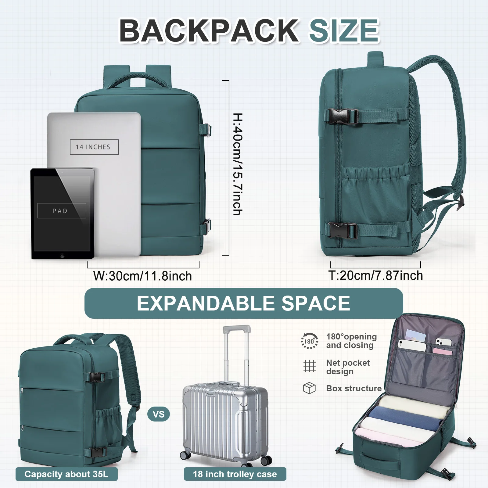 Ryanair 40x30x20 Travel Backpack Airline Carry-On Backpack Women Men Business Laptop Backpack Shoulder Bag Luggage Storage Bag