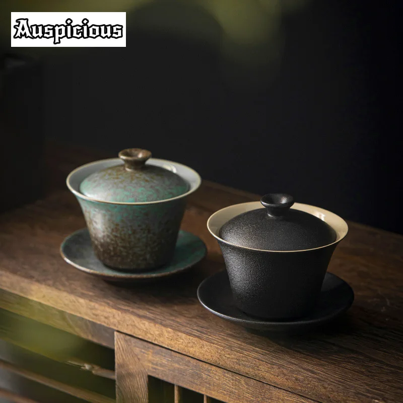 201ml Kiln Fambe Gaiwan Zen Sopera Ceramic Soupers with Lids Tea Tureen Household Tea Maker Cover Bowl Chinese Tea Set Craft