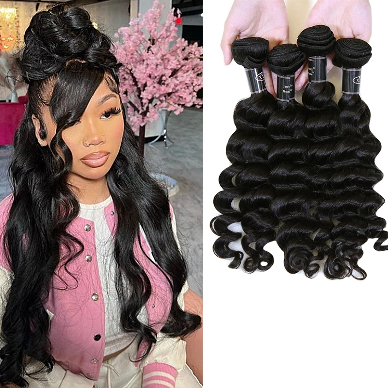 Bundles Deal Loose Wave Hair Extensions Brazilian Human Hair Bundles Curly Hair Weaving Bundle Healthy Ends No Splits For Women