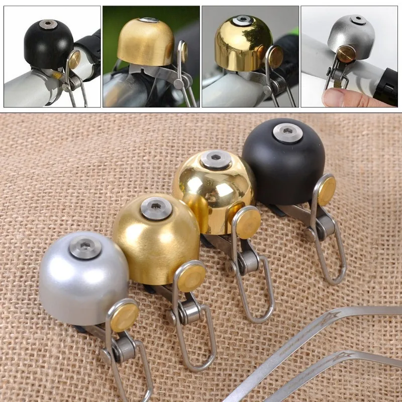

Mini Retro Bicycle Copper Bell Lightweight 1/2 Sets Small Bell for 22.2-28mm Handlebar MTB Road Bike Accessories