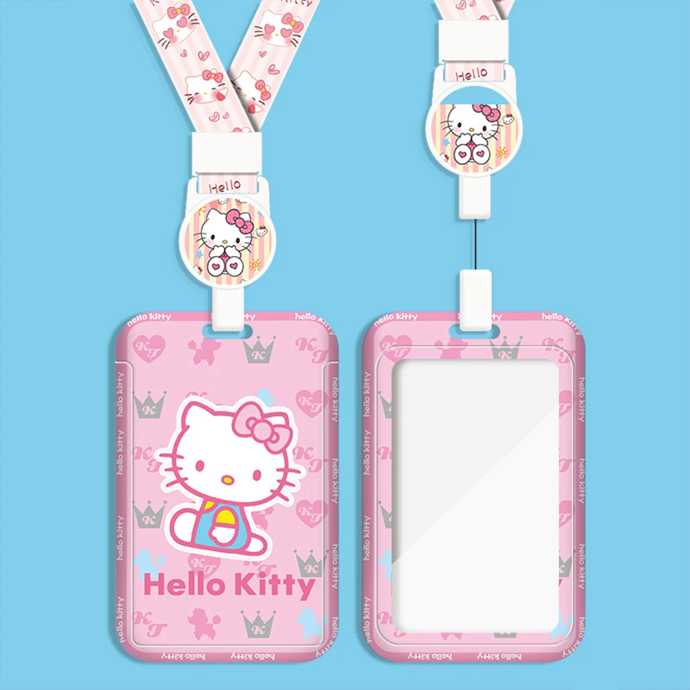 Cartoon Hello Kitty Card Case Kawaii Kt Cat Work Bus Card Holder with Lanyard Gifts Toys view 5