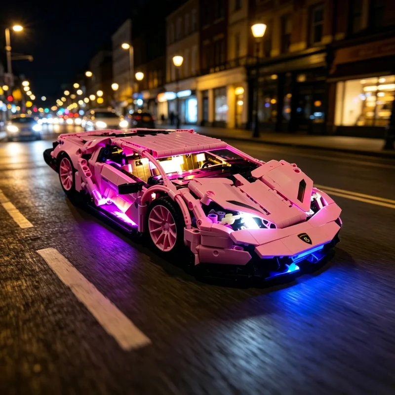 

LED Light Kit For 8609 Pink Sports Car Building Blocks Model DIY Modified Lighting Accessories Blocks Not Included