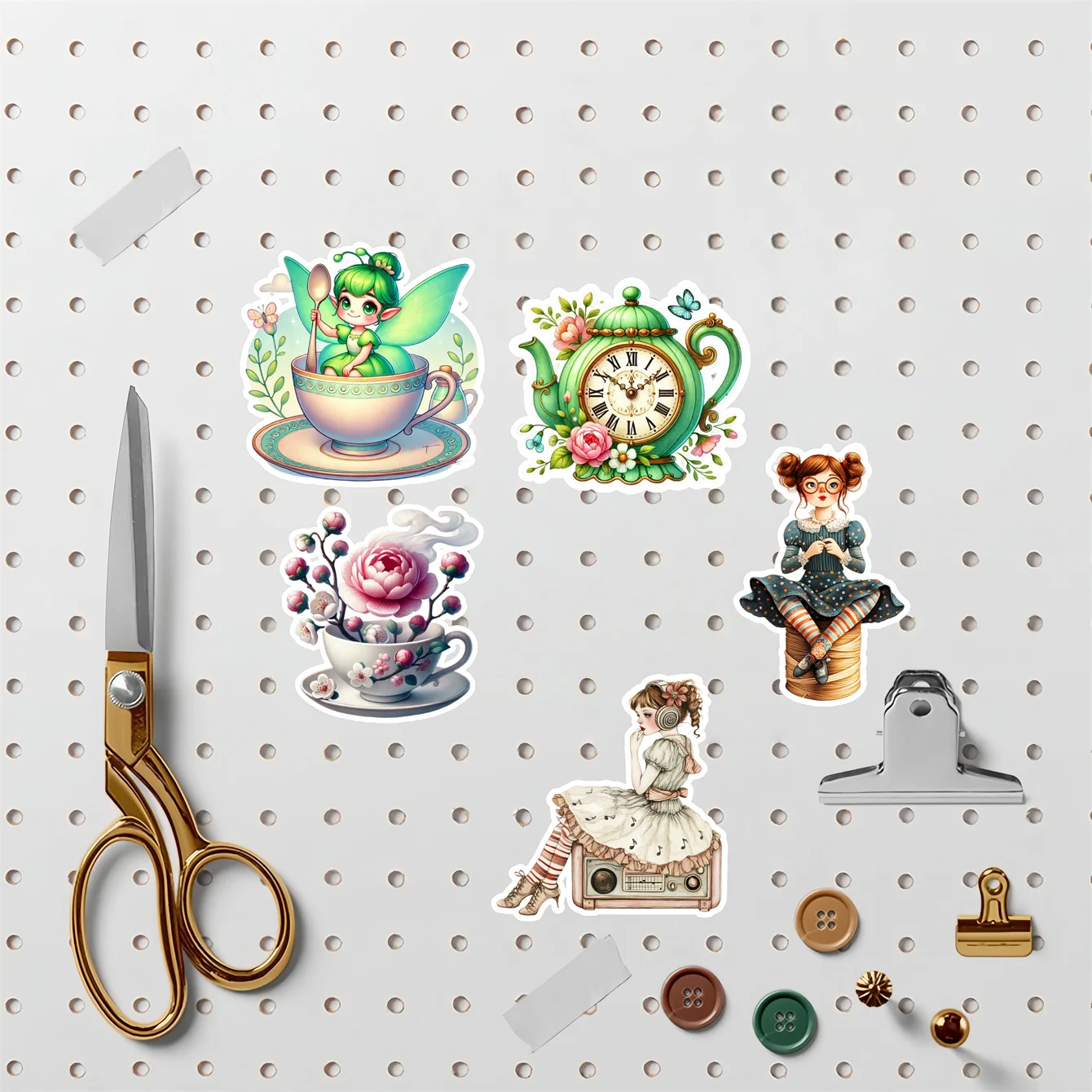 17Pcs/lot Retro A whimsical girl Paper Sticker Decal For Phone Car Case Waterproof Laptop Bicycle Notebook Backpack Stickers