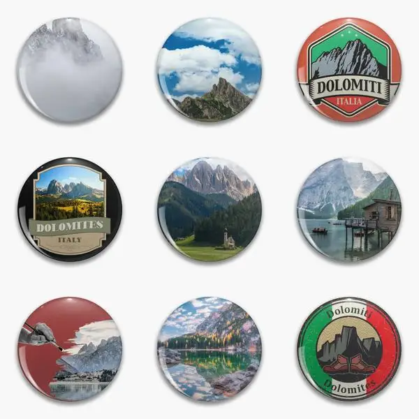 Dolomiti Dolimites montañas Dolomiti Italia en botón suave Pin broche de Metal amante regalo creativo Pin de solapa moda ropa linda