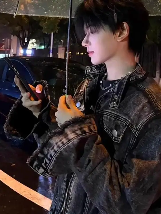 

Ретро-куртка из плотного денима в американском стиле для мужчин, укороченная, высокого качества, Cleanfit, молодежная, осенняя верхняя одежда