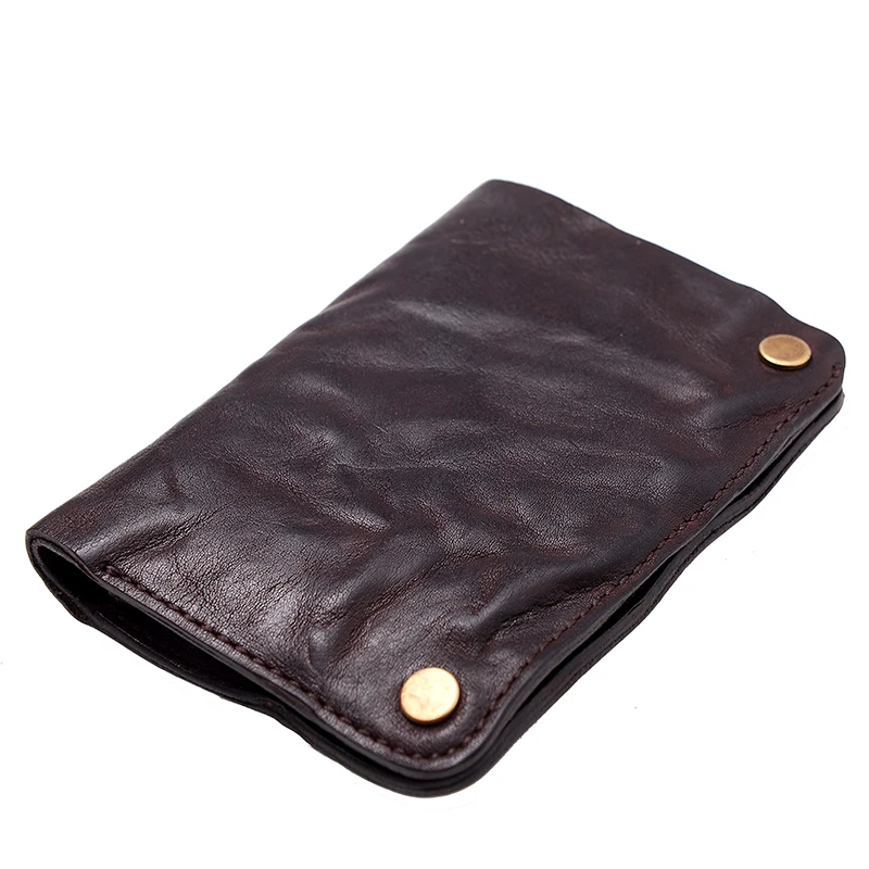 2024 New Handmade Men Wallet Genuine Leather Retro Youth Vertical Card Holder Wallet Men's Short Coin Purse Small Wallets Tide