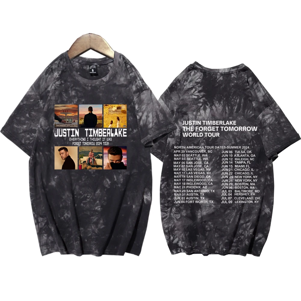 Justin Timberlake The Forget Tomorrow World Tour Tie Dye Shirts Unisex Round Neck Short Sleeve Popular Music T-Shirt Fans Gift