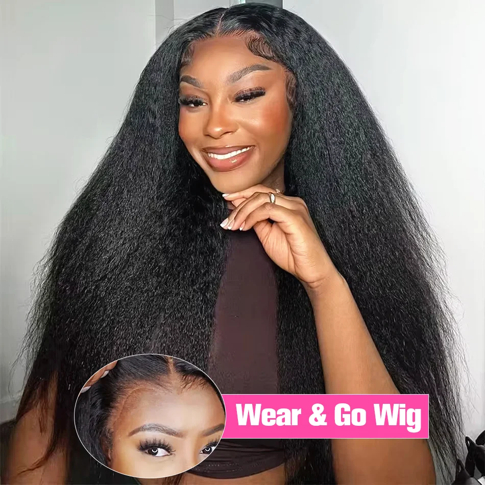 

Wear Go Glueless Wig 13x6 HD Lace Frontal Wig Kinky Straight Lace Front Human Hair Wigs 7x5 HD Lace Closure Wig 250% Полные парики