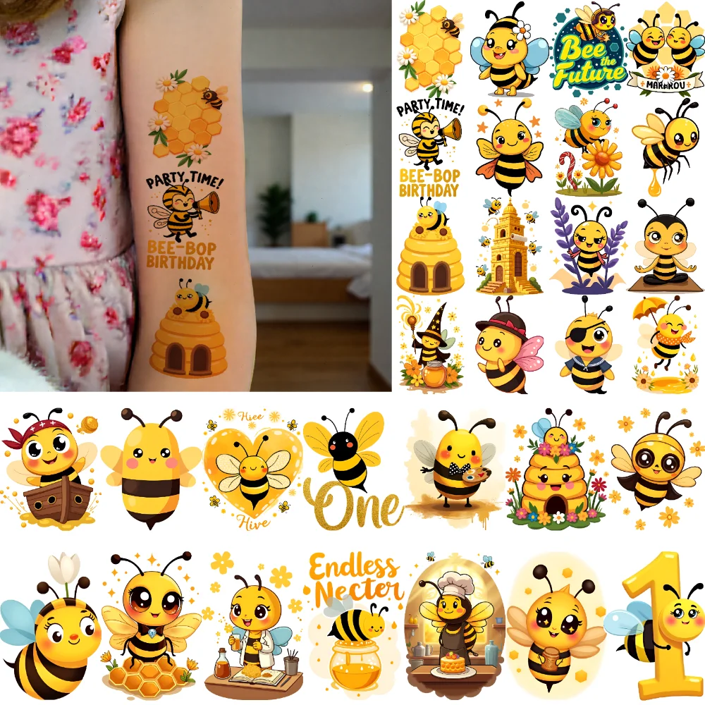 

63pcs Temporary Tattoo Bee Collection Waterproof Long-lasting Body Stickers Honey Bee Stickers Temporary Tattoo Stickers For